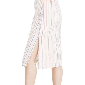 Flecked Rainbow Stripe Button Slit Midi Skirt
MADEWELL